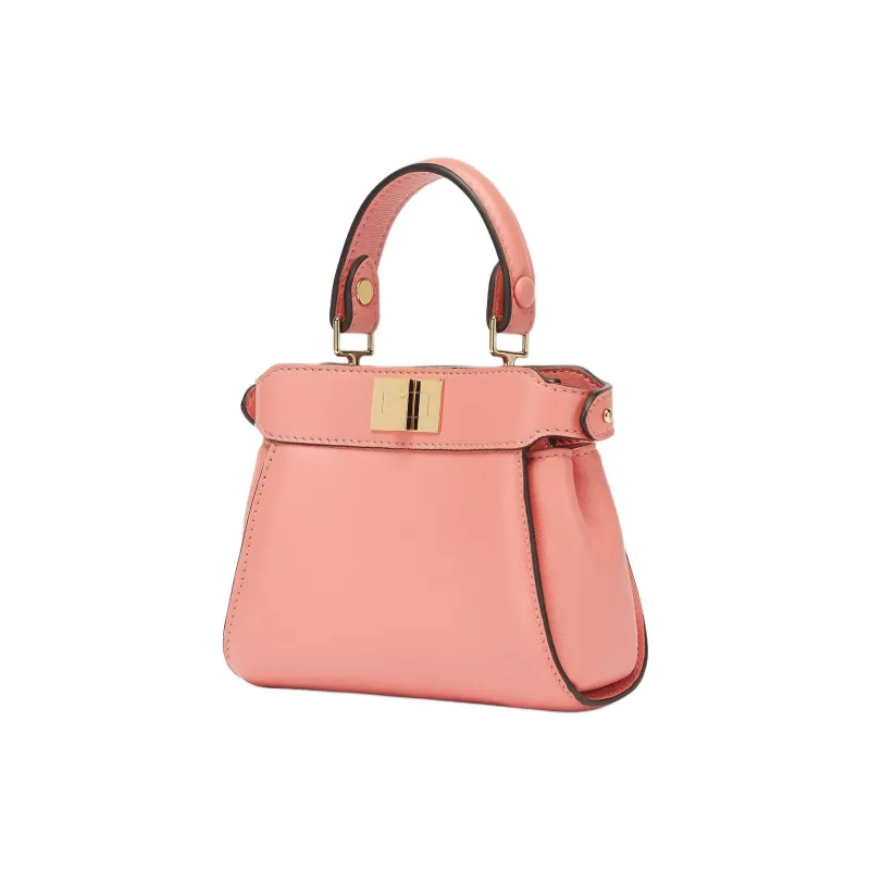 FENDI Peekaboo Nappa Leather One Shoulder Handbags Nano Women's Peach Pink-1