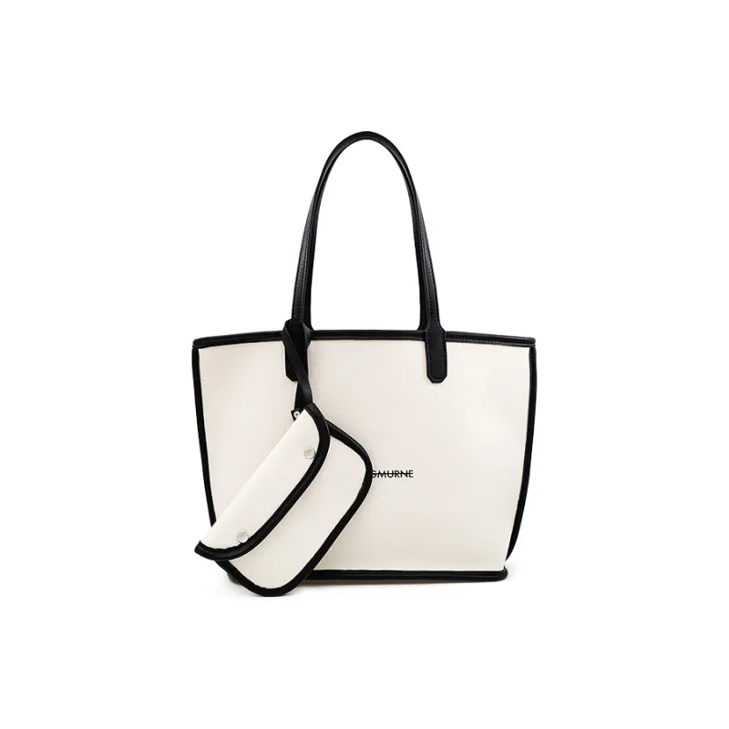 Vigno Canvas Canvas Bag Handbag Shoulder Bag Large Size Women's White & Black White & Apricot-0
