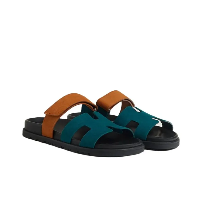 HERMES Chypre Slide Slippers Women's Blue-3