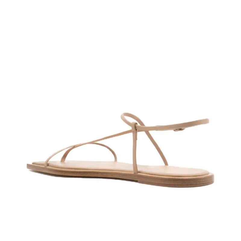 STUDIO AMELIA Filament Squared Flat Strap Sandals Women's Beige-2