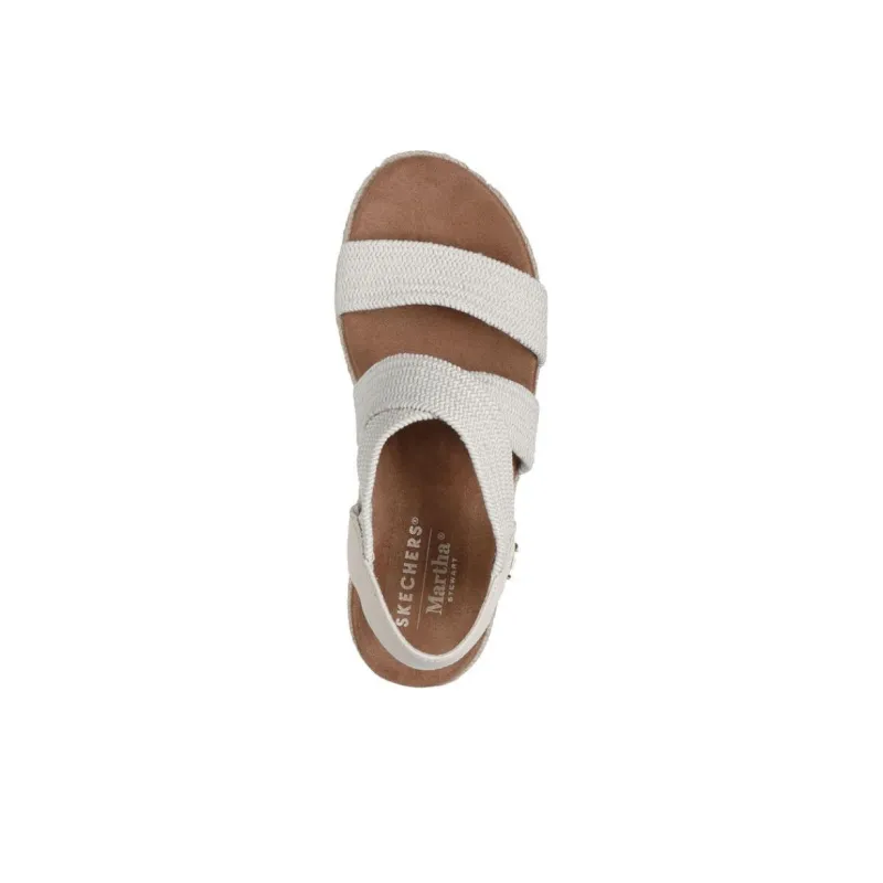 Skechers ARCH FIT BEVERLEE Strap Sandals Medium Heel Women's White Brown-3