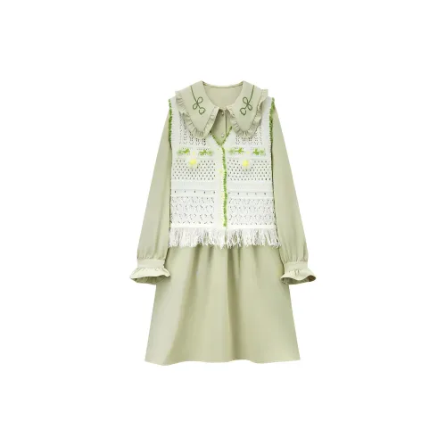 EICHITOO Two Piece Skirt Sets Women's Light Green Splicing 01