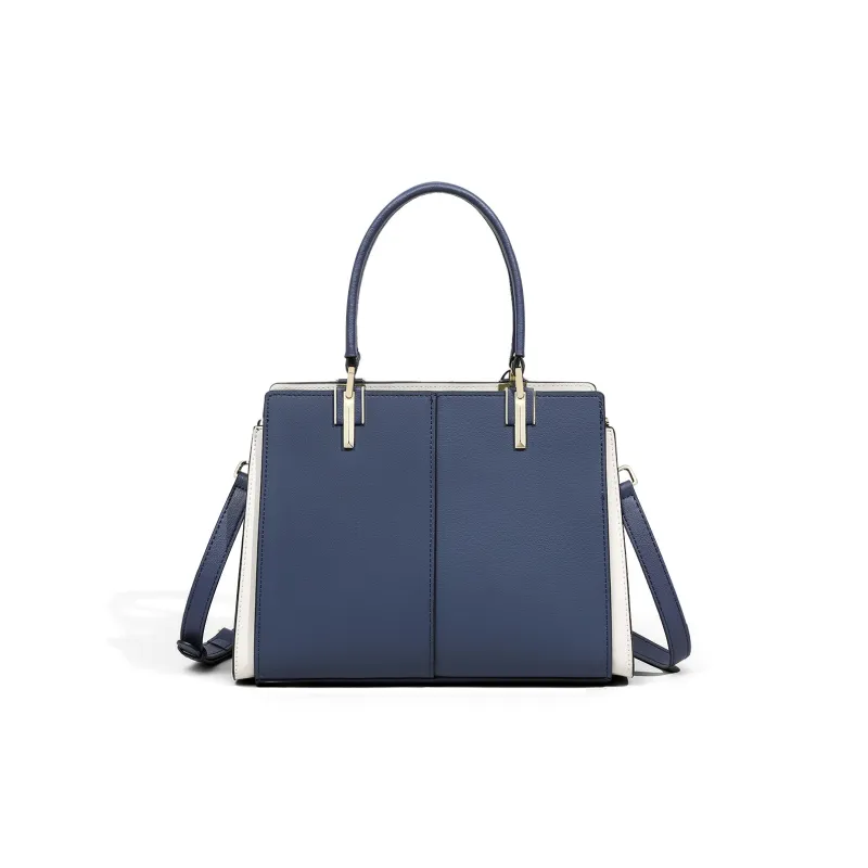 COMELY Cow Leather Patchwork Synthetic Leather Mom Bag Crossbody Bag Shoulder Bag Handbag Regular Women's Blue-2