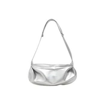 MZ HOUGE PU Leather Shoulder Bag Crossbody Bag Medium Size Women's Silver