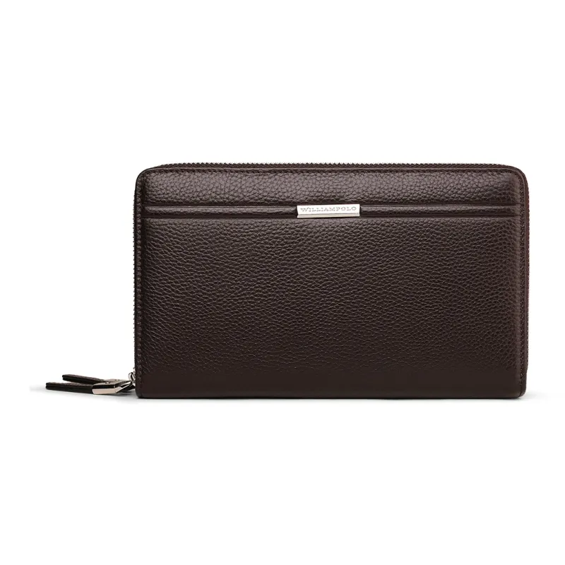 WilliamPOLO Top Grain Cow Leather Long Wallet With Multiple Card Slots Clutch Large Size Men's Multicolor-8