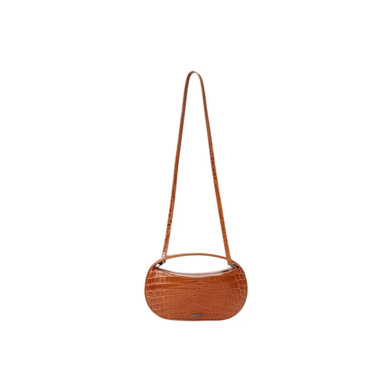 COPERNI Crocodile Pattern Leather Shoulder Bag Crossbody Bag Handbag Small Size Women's Brown-1
