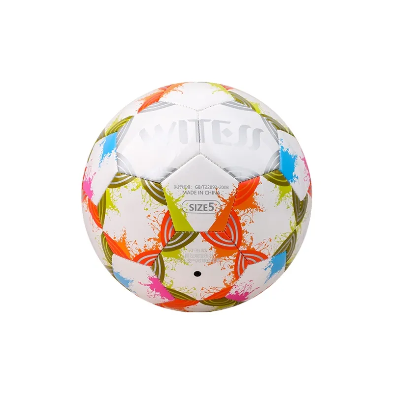 WITESS Size 5 Soccer PVC Machine Stitched Soccer Ball Unisex Multicolor Ink Splatter-4