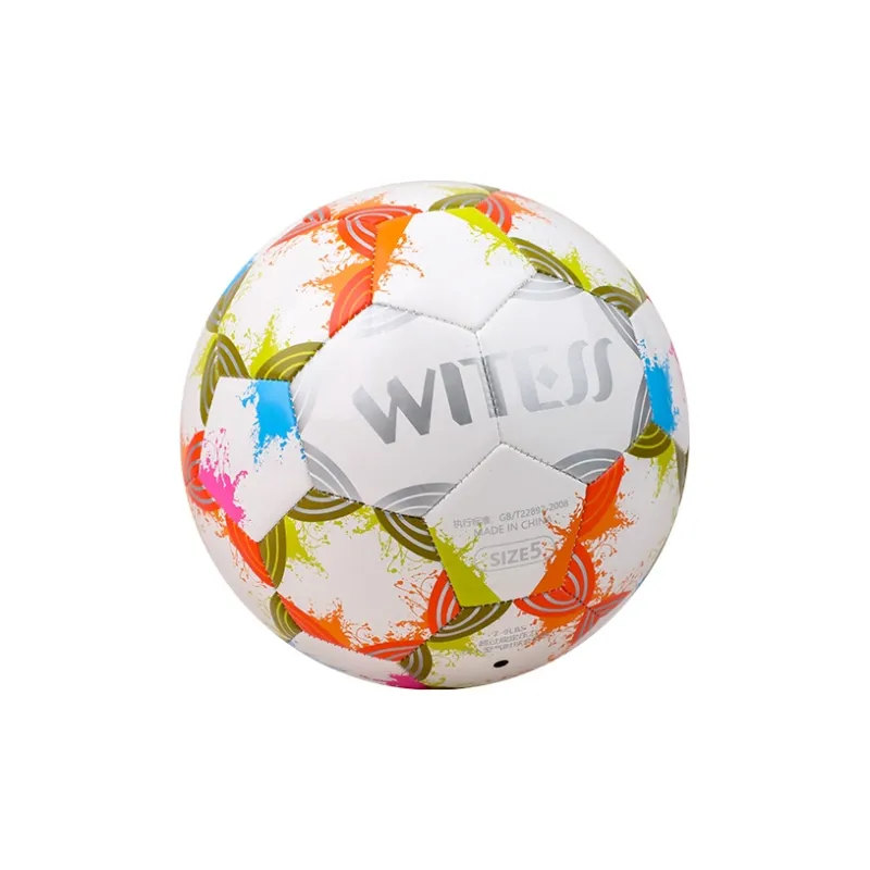 WITESS Size 5 Soccer PVC Machine Stitched Soccer Ball Unisex Multicolor Ink Splatter-1