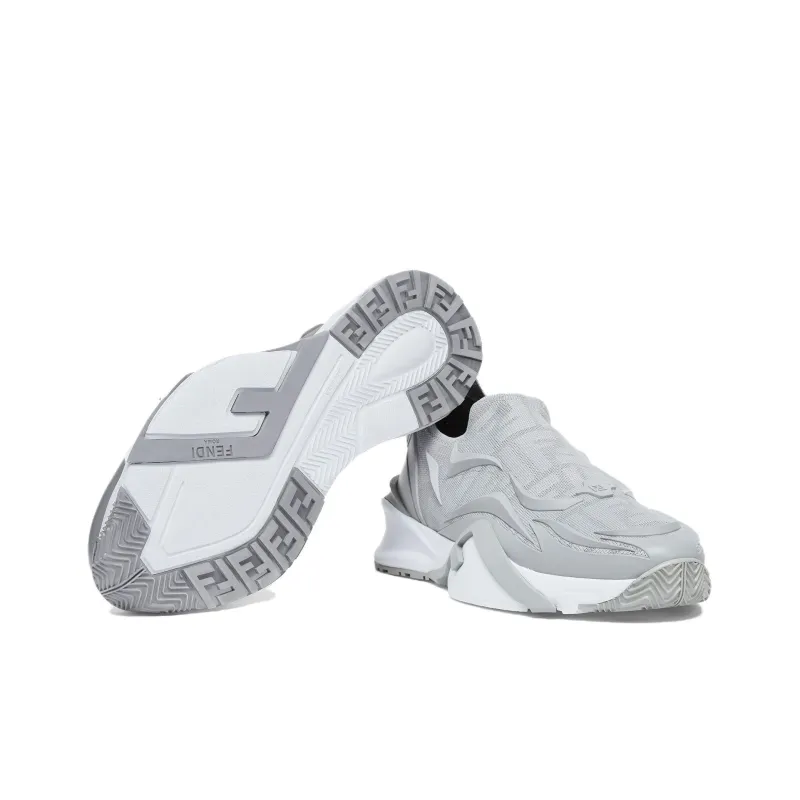 FENDI Flow Low Top Casual Shoes Men's Gray-3