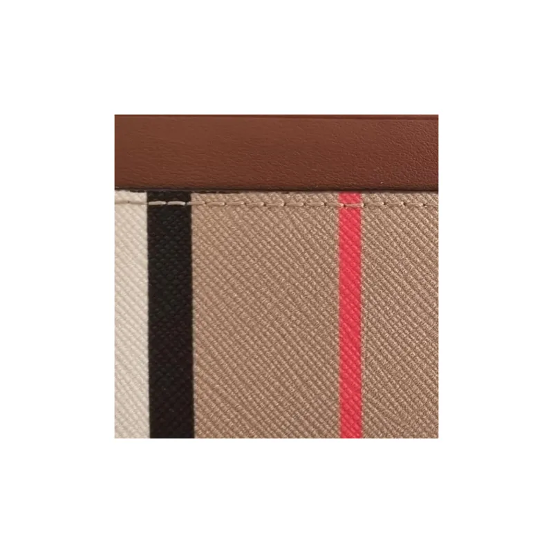 Burberry Leather With Cotton Card Holder Men's Light Umber-3