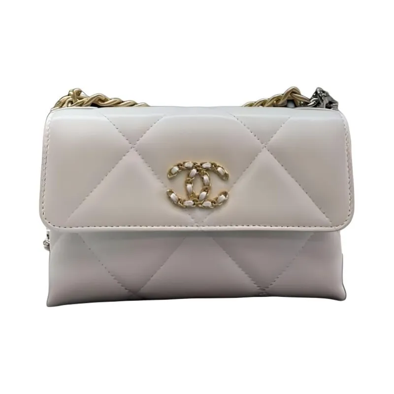 CHANEL 19Bag Lambskin Shoulder Bag, Crossbody Bag Women's White-0