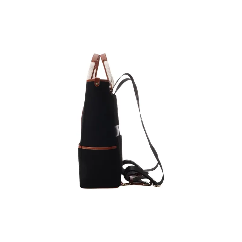 SAMANTHA THAVASA Synthetic Leather With Cotton Backpack Women's Black-1