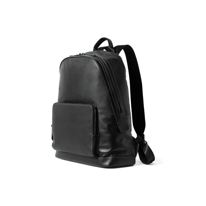 Sharkborough Cow Leather Backpack Medium Size Men's Black-2