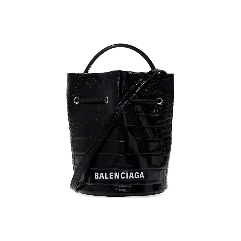 Balenciaga Cow Leather Bucket Bag Handbag Shoulder Bag Crossbody Bag Women's Black-0