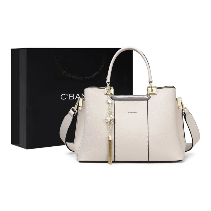C°BANNER Cow Leather With Synthetic Leather Handbag, Tote Bag, Shoulder Bag, Crossbody Bag Tubas Women's Blue/Ecru-7