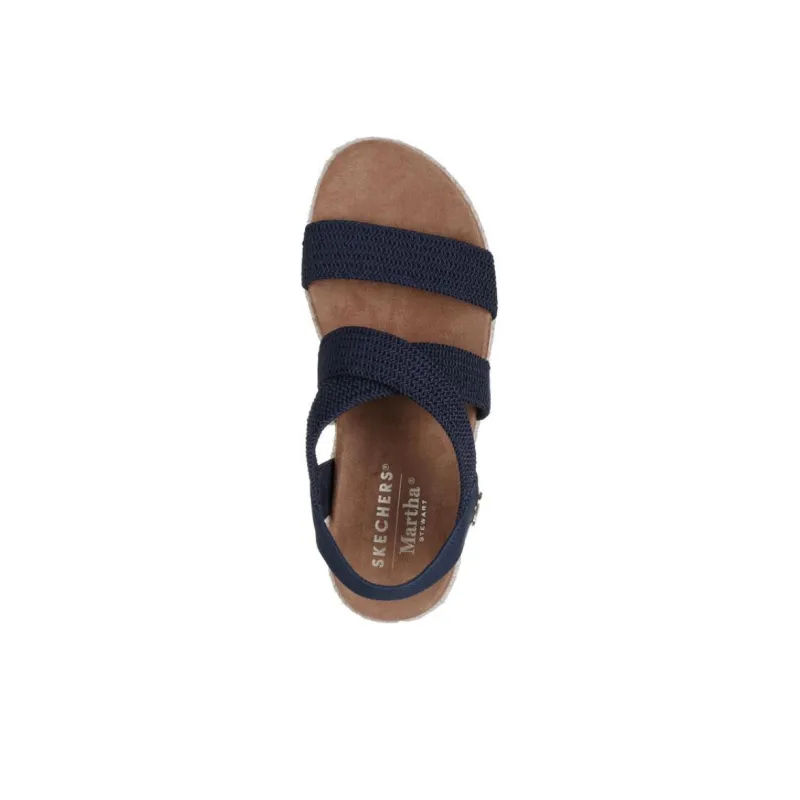 Skechers ARCH FIT BEVERLEE Strap Sandals Medium Heel Women's Blue Brown-3