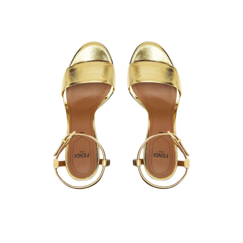 FENDI Delfina One Strap Sandals 9.5cm Women's Gold-4