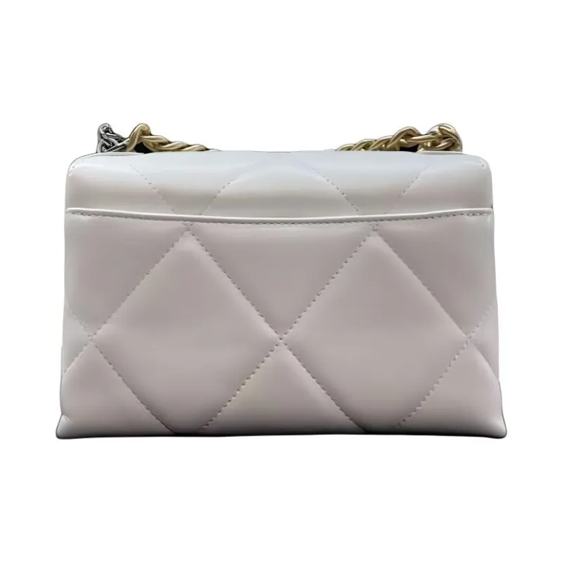 CHANEL 19Bag Lambskin Shoulder Bag, Crossbody Bag Women's White-2