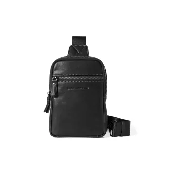 Sharkborough Cow Leather Sling Bag Medium Size Men's Black