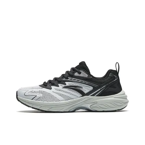 Anta Cushioning Slip Resistant Low Top Running Shoes Men's Gray Black