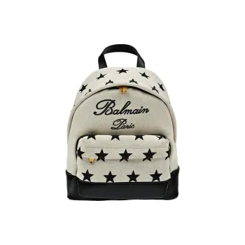 BALMAIN Cotton And Linen Blend Backpack Women's Ecru & Black