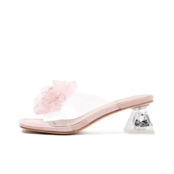 CAMEIDO TPR Sole Crystal Slip Resistant Slide Slippers Women's Pink