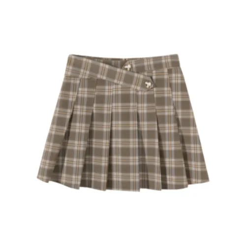 EICHITOO Casual Short Skirts Women's Khaki Plaid