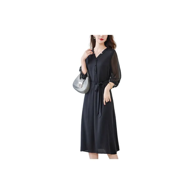 To The West Long Sleeved Dresses Women's Black-1