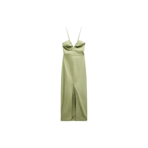 ZARA Slip Dresses Women's Light Khaki