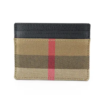 Burberry Leather Card Holder Unisex Black & Brown