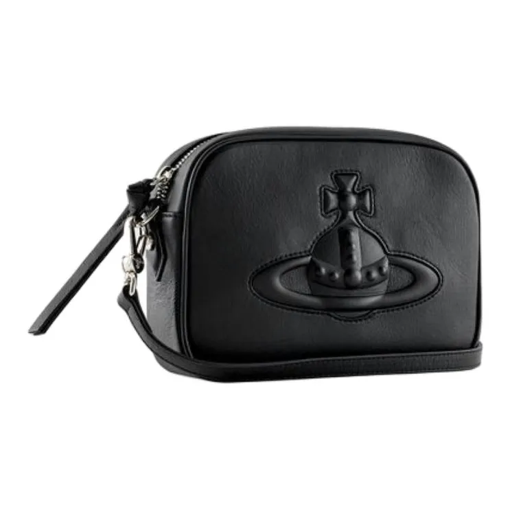 Vivienne Westwood Leather Camera Bag, Shoulder Bag, Crossbody Bag Women's Black-1