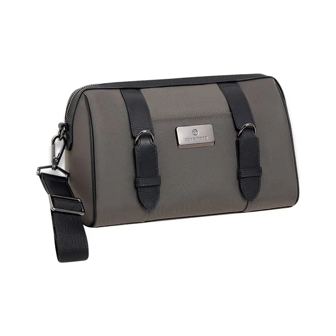 Cuneiform Uncoated Microfiber Shoulder Bag, Crossbody Bag Regular Unisex Dark Gray & Black-1