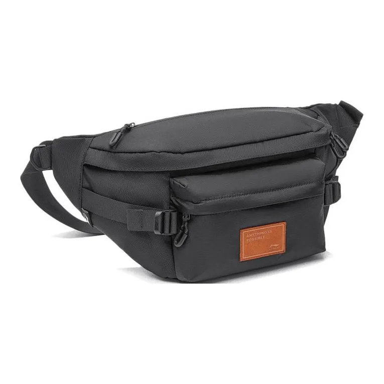 LiNing Sports Life Collection Polyester Shoulder Bag, Crossbody Bag, Sling Bag, Fanny Pack Regular Unisex Black-1