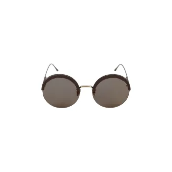 Bottega Veneta Metal Calfskin Oval Sunglasses Women's