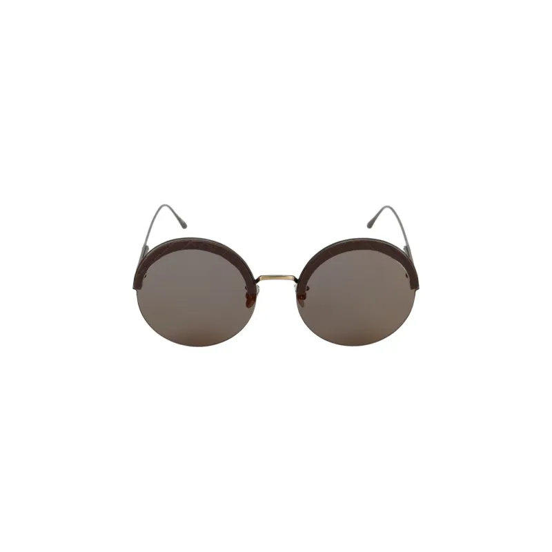 Bottega Veneta Metal Calfskin Oval Sunglasses Women's-0