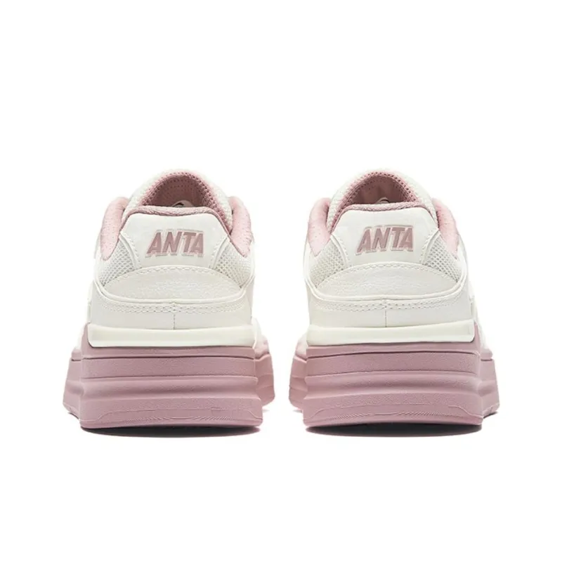 Anta Street Naughty LITE Durable Breathable Low Top Skateboard Shoes Women's White Pink-3