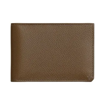 HERMES Evercolor Calfskin Card Holder Women's 4C Ecorce Bark Color With 6T Toundra Tundra Green/Brown