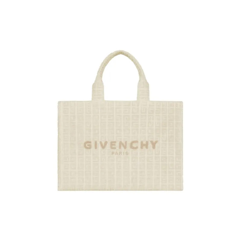 Givenchy G Tote Cotton With Polyamide Tote Bag, Shopping Bag, Shoulder Bag, Handbag Medium Size Women's Ivory White-0
