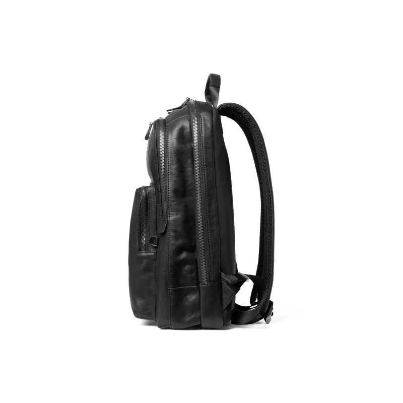 Sharkborough Vegetable Tanned Cow Leather Backpack Men's Black-2