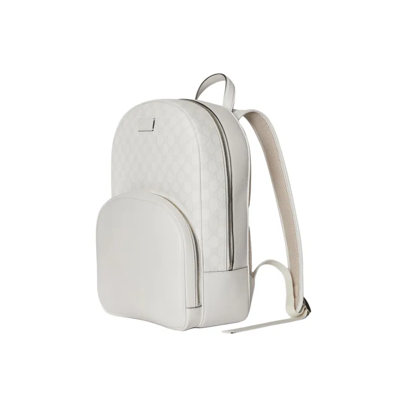 GUCCI Canvas With Leather Trim Backpack Medium Size Men's White-1
