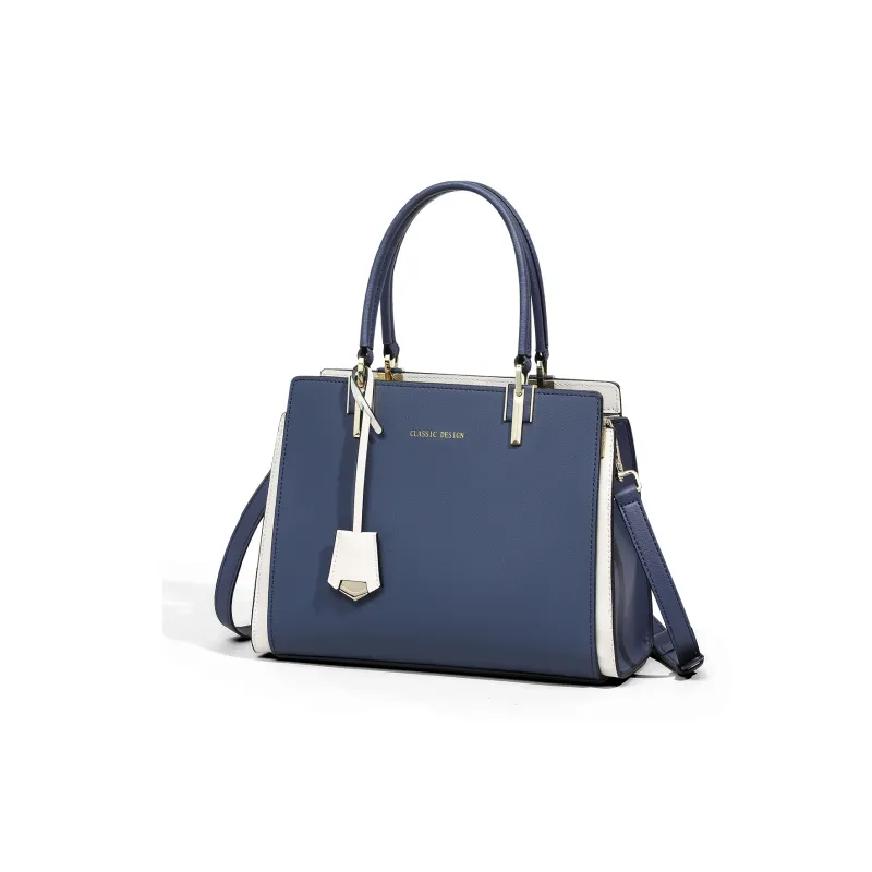 COMELY Cow Leather Patchwork Synthetic Leather Mom Bag Crossbody Bag Shoulder Bag Handbag Regular Women's Blue-1
