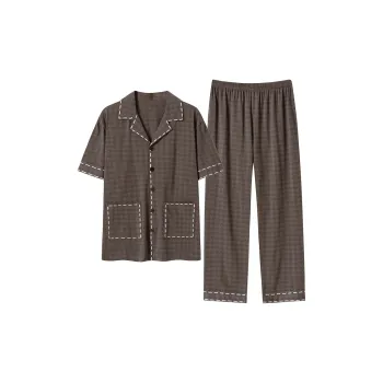 Close-fitting Areas Pajama Set Men's Dark Heather Gray