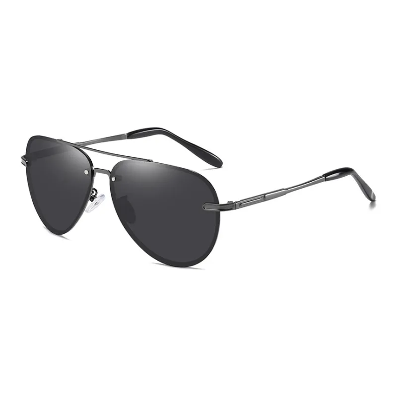 Thunder Pailong Alloy Aviator Sunglasses Unisex Black/Gray/Gold-2