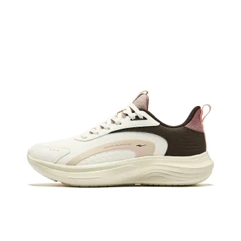 Erke Cushioning Wear-Resistant Low-Top Running Shoes Women's Microcrystal White Dark Rosewood