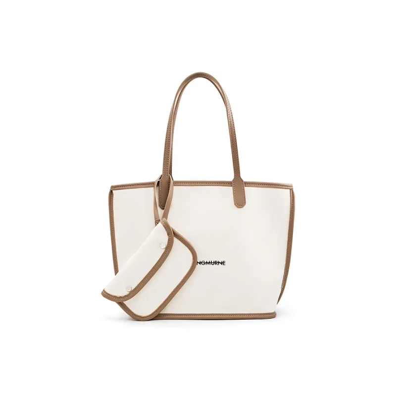 Vigno Canvas Canvas Bag Handbag Shoulder Bag Large Size Women's White & Black White & Apricot-10