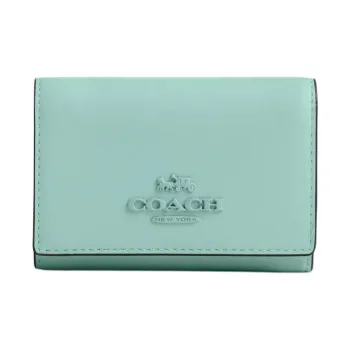COACH Micro Cow Leather Wallet Mini Women's Silver & Faded Blue