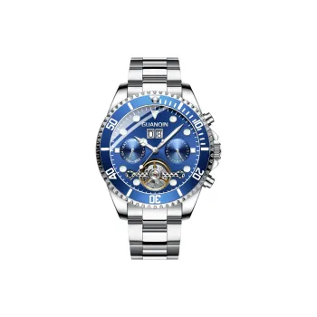GUANQIN GH17004 Mechanical Movement Stainless Steel Watchband Watch Men's Watches Blue Dial