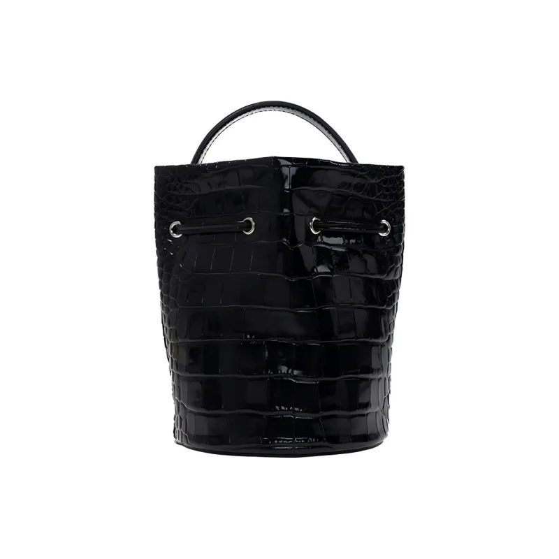 Balenciaga Cow Leather Bucket Bag Handbag Shoulder Bag Crossbody Bag Women's Black-2