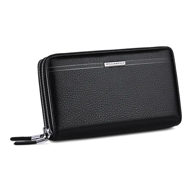 WilliamPOLO Top Grain Cow Leather Long Wallet With Multiple Card Slots Clutch Large Size Men's Multicolor-2