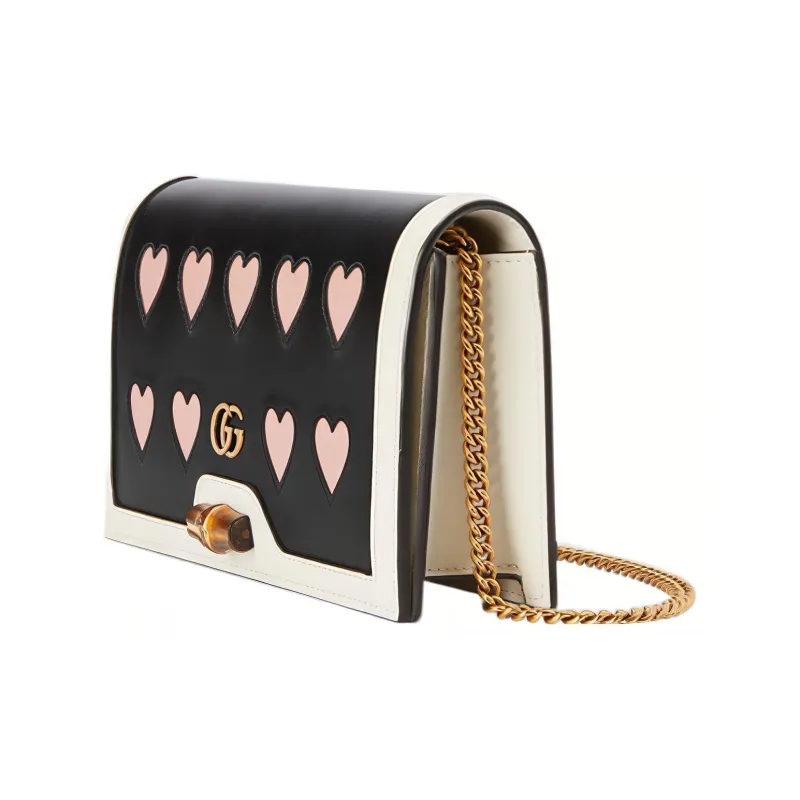 GUCCI Cow Leather Handbag Shoulder Bag Crossbody Bag Mini Women's Black/Pink-1